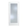 Trimlite Primed 1Lite Clear Tempered Glass Interior French 49/16" RH Prehung Door Brushed Chrome Hinges 2668pri1501CLETRH26D4916